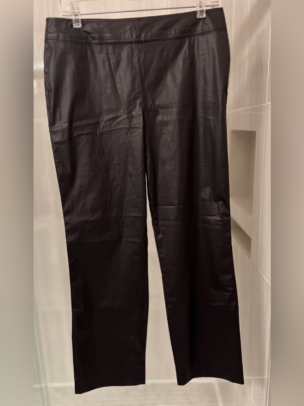 Strenesse Gabriele Strehle Coated Black Straight Leg Pants US 10 / D 38 Germany
